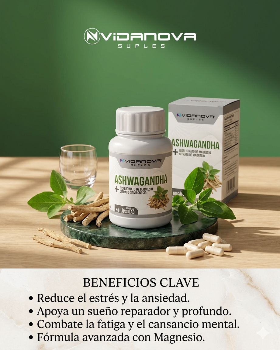 Ashwagandha + Magnesio 1000mg 60 capsulas