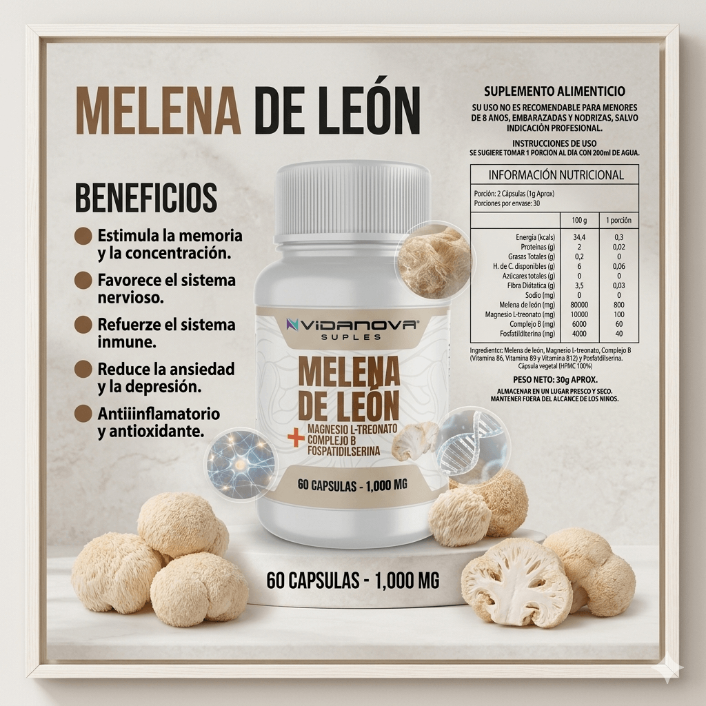 Melena de Leon Fortificada + Magnesio L-Treonato - 60 capsulas