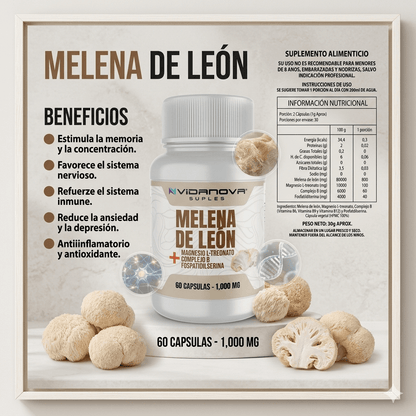 Melena de Leon Fortificada + Magnesio L-Treonato - 60 capsulas