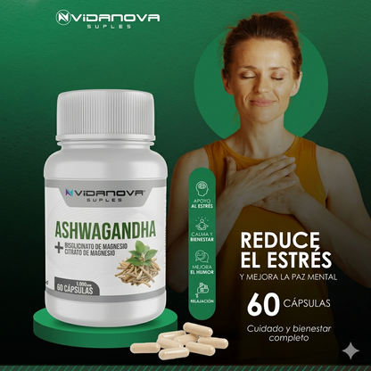 Ashwagandha + Magnesio 1000mg 60 capsulas