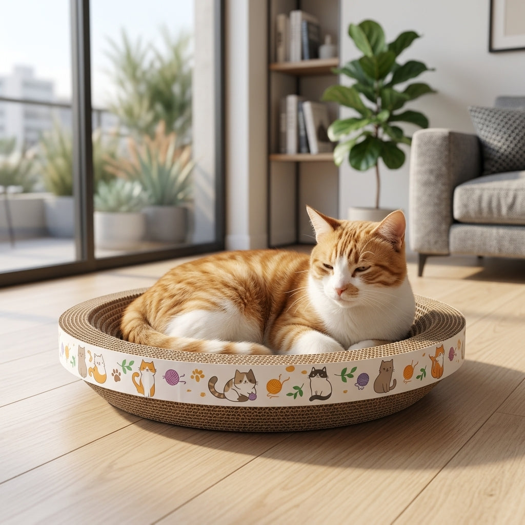 Rascador para Gatos de Cartón – Cama para Rascar y Descansar