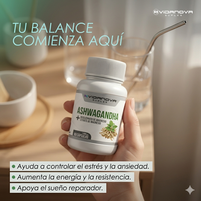 Ashwagandha + Magnesio 1000mg 60 capsulas