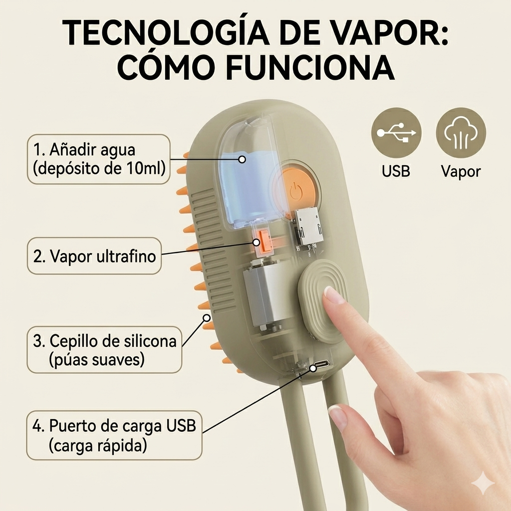 Cepillo Vaporizador para mascotas USB